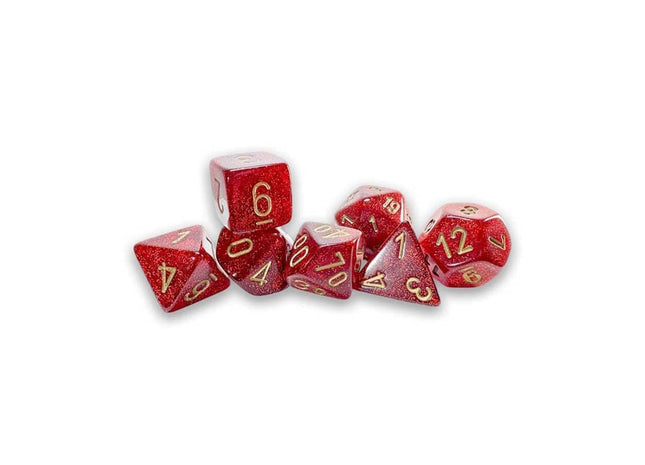 Gamers Guild AZ Chessex CHX22504 - Mega-Hedral 7 Dice Set: Glitter Ruby with Gold (Pre-Order) Chessex