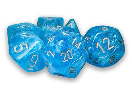 Gamers Guild AZ Chessex CHX22566 - Mega-Hedral 7 Dice Set: Luminary Sky with Silver (Pre-Order) Chessex