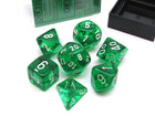 Gamers Guild AZ Chessex CHX23075 - Chessex 7 Die Set Transparent Green/White Chessex