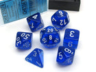 Gamers Guild AZ Chessex CHX23076 - Chessex 7 Die Set Transparent Blue/White Chessex