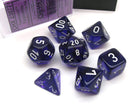 Gamers Guild AZ Chessex CHX23077 - Chessex 7 Die Set Transparent Purple/White Chessex