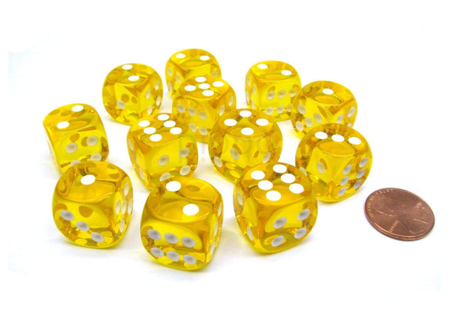 Gamers Guild AZ Chessex CHX23602 - Chessex 16mm Yellow / White Translucent Chessex