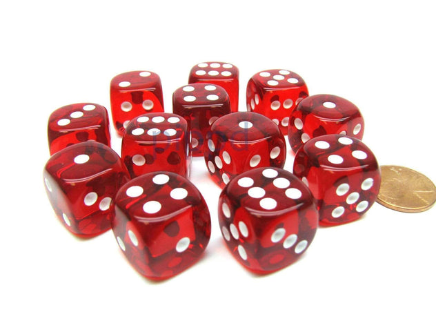 Gamers Guild AZ Chessex CHX23604 - Chessex 16mm Red / White Translucent Chessex