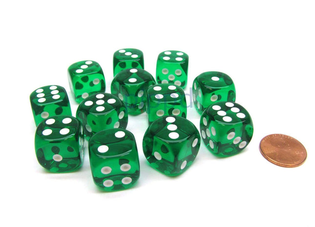 Gamers Guild AZ Chessex CHX23605 - Chessex 16mm Green/White Translucent Chessex