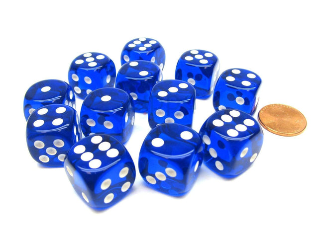 Gamers Guild AZ Chessex CHX23606 - Chessex 16mm Blue / White Translucent Chessex