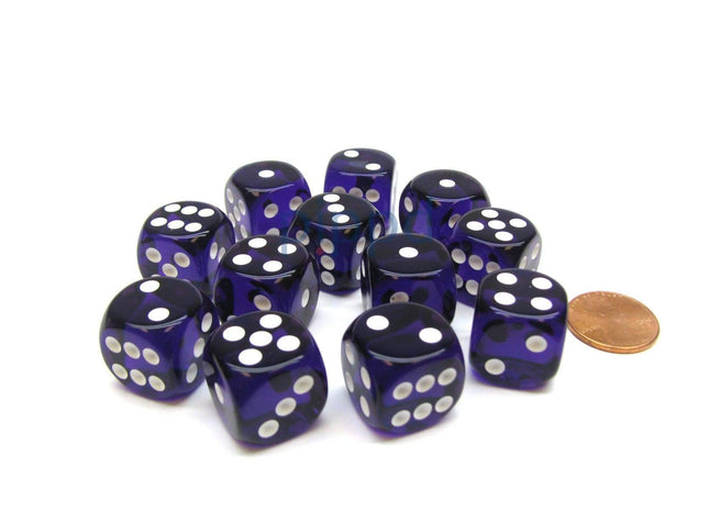 Gamers Guild AZ Chessex CHX23607 - Chessex 16mm Purple / White Translucent Chessex