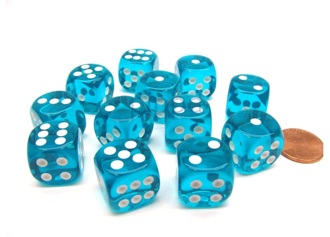 Gamers Guild AZ Chessex CHX23615 - Chessex 16mm Teal / White Translucent Chessex