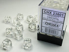 Gamers Guild AZ Chessex CHX23801 -  Chessex 12mm D6  Clear/White Translucent Chessex