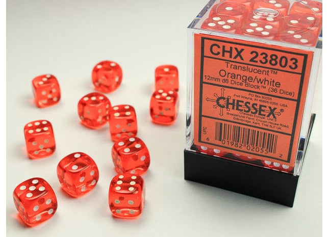 Gamers Guild AZ Chessex CHX23803 -  Chessex 12mm D6  Orange/White Chessex