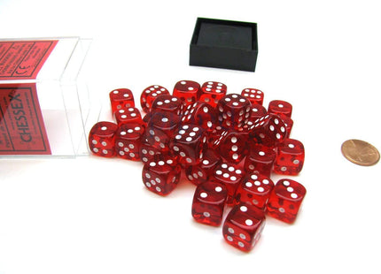 Gamers Guild AZ Chessex CHX23804 - Chessex 12mm Red / White Translucent Chessex
