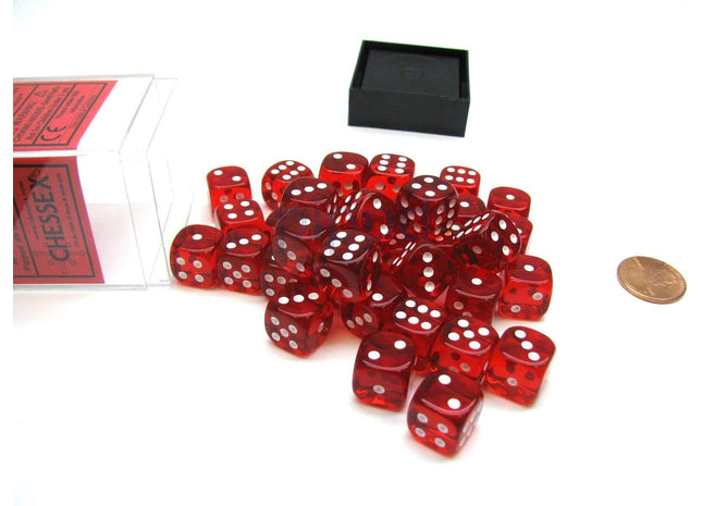 Gamers Guild AZ Chessex CHX23804 - Chessex 12mm Red / White Translucent Chessex