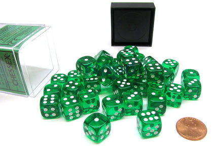 Gamers Guild AZ Chessex CHX23805 - Chessex 12mm Green/White Translucent Chessex