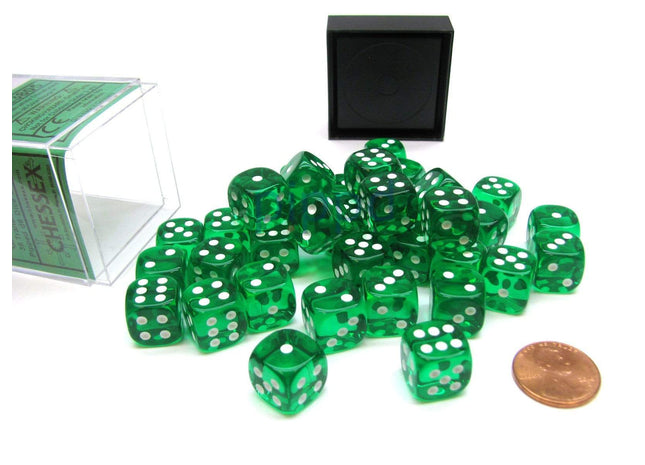 Gamers Guild AZ Chessex CHX23805 - Chessex 12mm Green/White Translucent Chessex