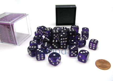 Gamers Guild AZ Chessex CHX23807 - Chessex 12mm Purple / White Translucent Chessex