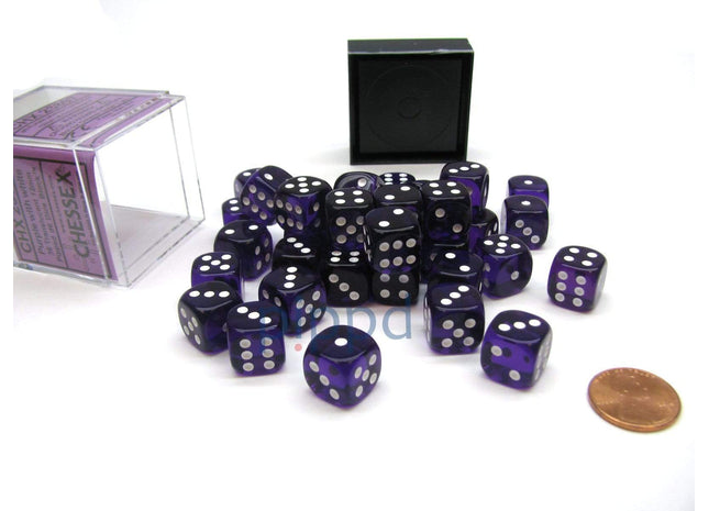 Gamers Guild AZ Chessex CHX23807 - Chessex 12mm Purple / White Translucent Chessex