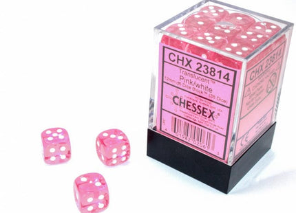 Gamers Guild AZ Chessex CHX23814 -  Chessex 12mm D6 Pink/White Translucent Chessex