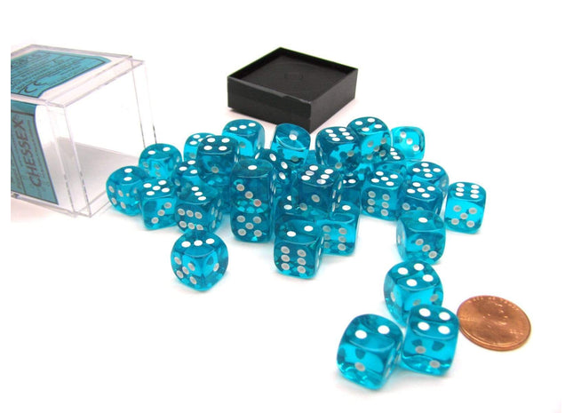 Gamers Guild AZ Chessex CHX23815 - Chessex 12mm Teal / White Translucent Chessex
