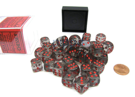 Gamers Guild AZ Chessex CHX23818 - Chessex 12mm Smoke / Red Translucent Chessex