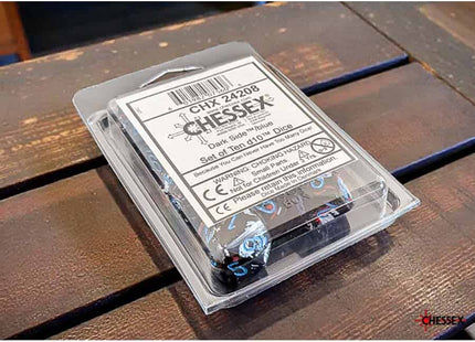 Gamers Guild AZ Chessex CHX24208 - Chessex D10 Dark Side With Blue Brushed Dice Set of 10 (Pre-Order) Chessex