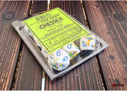 Gamers Guild AZ Chessex CHX24209 - Chessex D10 Breezy With Blue Brushed Dice Set of 10 (Pre-Order) Chessex