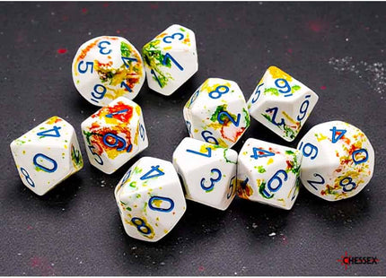 Gamers Guild AZ Chessex CHX24209 - Chessex D10 Breezy With Blue Brushed Dice Set of 10 (Pre-Order) Chessex