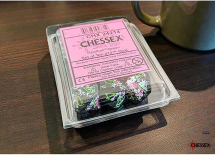 Gamers Guild AZ Chessex CHX24214 - Chessex D10 Paintball With Green Brushed Dice Set of 10 (Pre-Order) Chessex