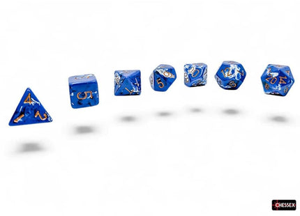 Gamers Guild AZ Chessex CHX24406 - Chessex Polyhedral Wavebreak With Gold Brushed Dice Set of 7 (Pre-Order) Chessex
