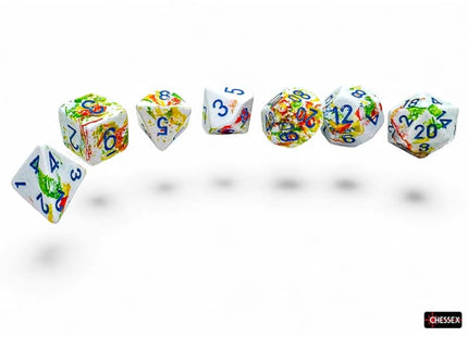 Gamers Guild AZ Chessex CHX24409 - Chessex Polyhedral Breezy With Blue Brushed Dice Set of 7 (Pre-Order) Chessex