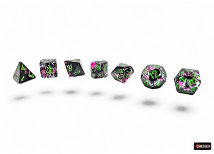 Gamers Guild AZ Chessex CHX24414 - Chessex Polyhedral Paintball With Green Brushed Dice Set of 7 (Pre-Order) Chessex
