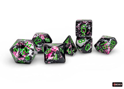 Gamers Guild AZ Chessex CHX24414 - Chessex Polyhedral Paintball With Green Brushed Dice Set of 7 (Pre-Order) Chessex