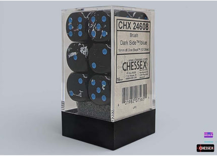 Gamers Guild AZ Chessex CHX24608 - Chessex 16mm D6 Dark Side With Blue Brushed Dice Block (Pre-Order) Chessex