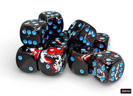 Gamers Guild AZ Chessex CHX24608 - Chessex 16mm D6 Dark Side With Blue Brushed Dice Block (Pre-Order) Chessex