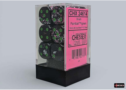 Gamers Guild AZ Chessex CHX24614 - Chessex 16mm D6 Paintball With Green Brushed Dice Block (Pre-Order) Chessex