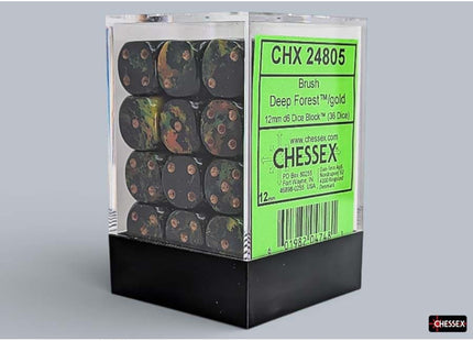 Gamers Guild AZ Chessex CHX24805 - Chessex 12mm D6 Deep Forest With Bronze Brushed Dice Block (Pre-Order) Chessex