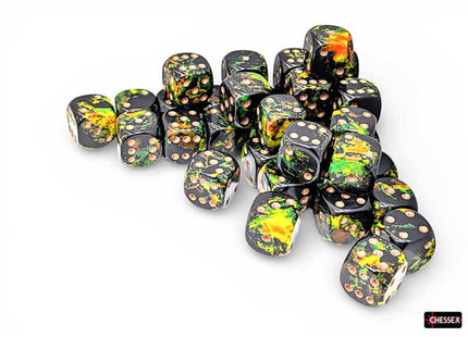 Gamers Guild AZ Chessex CHX24805 - Chessex 12mm D6 Deep Forest With Bronze Brushed Dice Block (Pre-Order) Chessex