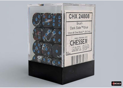 Gamers Guild AZ Chessex CHX24808 - Chessex 12mm D6 Dark Side With Blue Brushed Dice Block (Pre-Order) Chessex