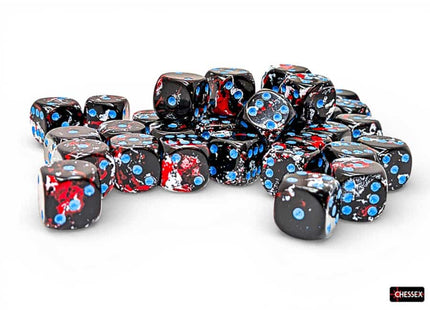 Gamers Guild AZ Chessex CHX24808 - Chessex 12mm D6 Dark Side With Blue Brushed Dice Block (Pre-Order) Chessex