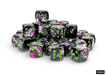 Gamers Guild AZ Chessex CHX24814 - Chessex 12mm D6 Paintball With Green Brushed Dice Block (Pre-Order) Chessex