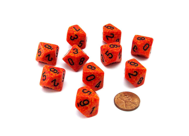 Gamers Guild AZ Chessex CHX25103 - Chessex Set of Ten d10 Speckled Fire Chessex