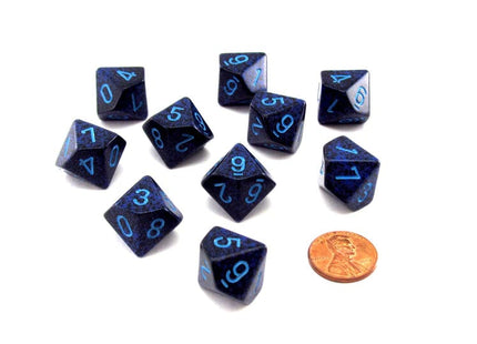 Gamers Guild AZ Chessex CHX25107 - Chessex Set of Ten D10 Speckled Cobalt / Blue Chessex