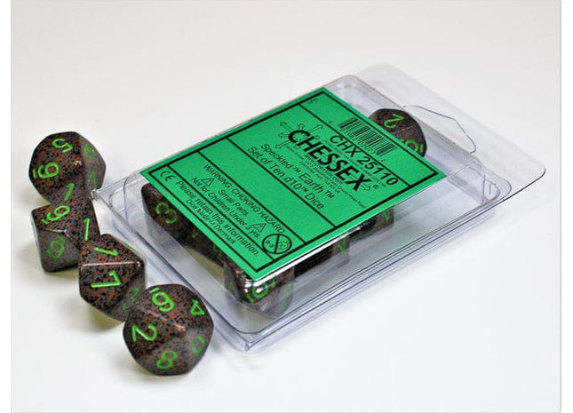 Gamers Guild AZ Chessex CHX25110 - Chessex Set of Ten D10 Speckled Earth Chessex