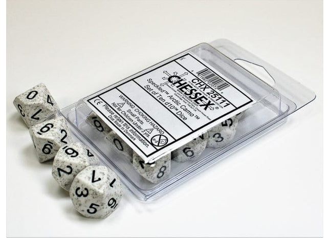 Gamers Guild AZ Chessex CHX25111 - Chessex Set of Ten D10 Speckled Arctic Camo Chessex