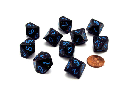 Gamers Guild AZ Chessex CHX25138 - Chessex Set of Ten d10 Speckled Blue Stars Chessex