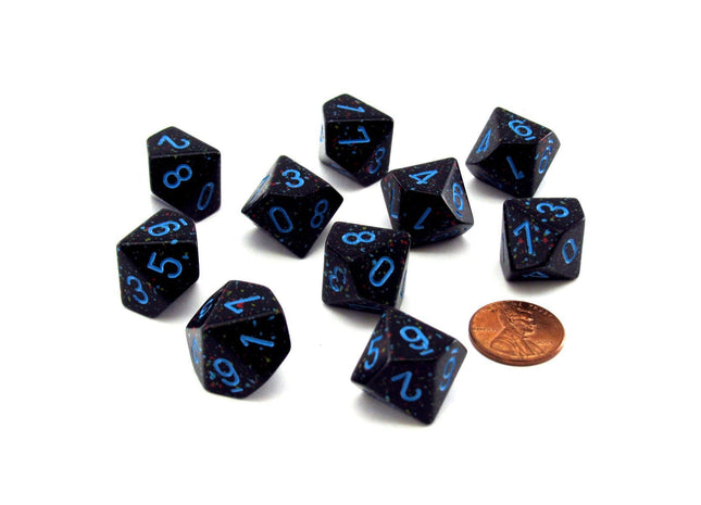 Gamers Guild AZ Chessex CHX25138 - Chessex Set of Ten d10 Speckled Blue Stars Chessex