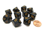 Gamers Guild AZ Chessex CHX25228 - Chessex Set of Ten d10 Opaque Black / Gold Chessex