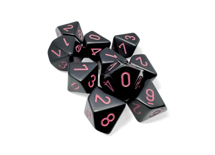 Gamers Guild AZ Chessex CHX25248 - Chessex Set of Ten d10 Opaque Black/pink (Pre-Order) Chessex