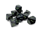 Gamers Guild AZ Chessex CHX25258 - Chessex Set of Ten d10 Opaque Black/green (Pre-Order) Chessex