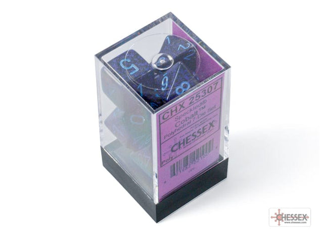 Gamers Guild AZ Chessex CHX25307 Speckled Cobalt Polyhedral 7-Dice Set Chessex