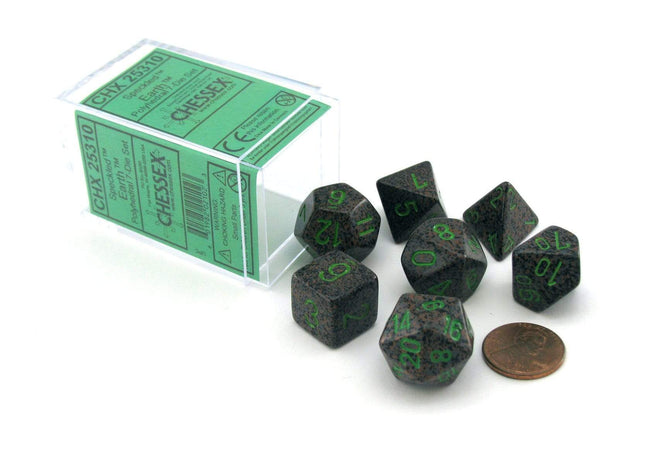 Gamers Guild AZ Chessex CHX25310 - Chessex 7 Die Set Earth Speckled Chessex