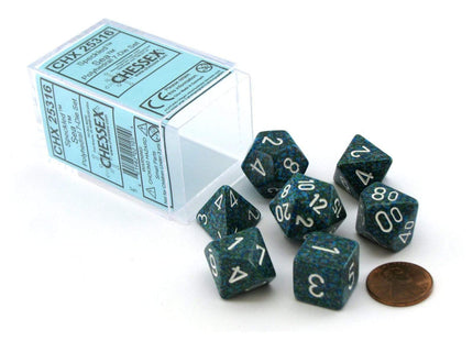 Gamers Guild AZ Chessex CHX25316 -  Chessex 7 Die Set Sea Speckled Chessex